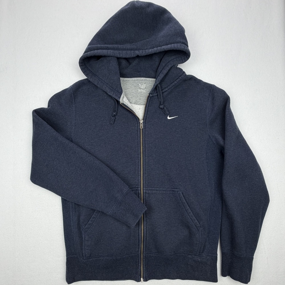 Nike The Athletic Dept Navy Full Zip Hoodie Fleece Lined Sweatshirt Womens L